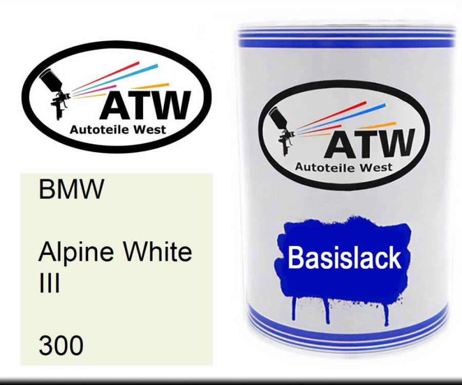 BMW, Alpine White III, 300: 500ml Lackdose, von ATW Autoteile West.